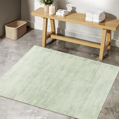 Sage Green Bathroom Rug,Non Slip Washable Boho Abstract Small Area Rug for Kitchen Bedroom Entryway,2x3,Light Green