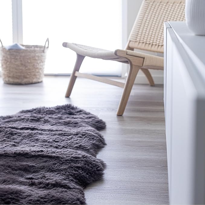 Real Sheepskin Rug 2x6 ft | Sheepskin Rugs for Living Room and Sofa | Bedside Rugs for Bedrooms | Large Fluffy Rug is Breathable & Heat-regulating in Color Chocolate