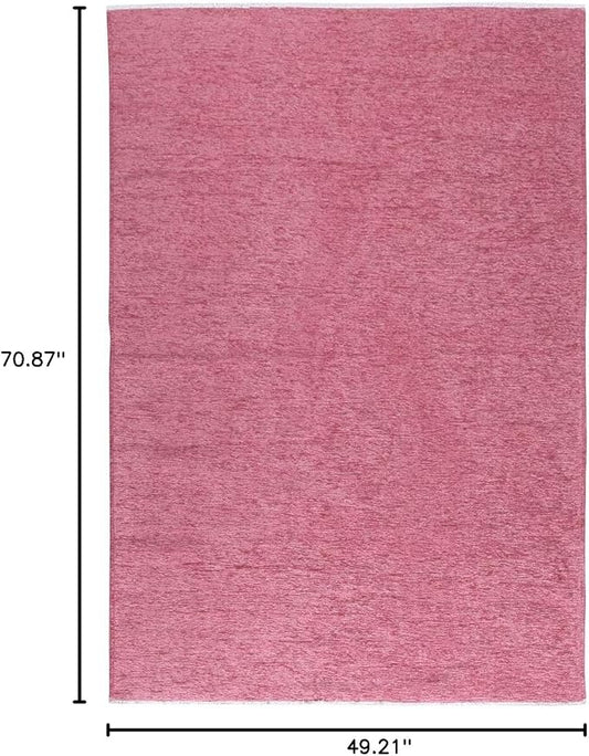 Alfa Rich 4x6 Dark Pink Washable Area Rugs for Living Room Bedroom Kitchen Girls Cotton Decor Rug