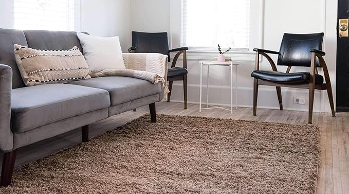 Unique Loom Solid Shag Collection Area Rug (2' 2" x 3' 1" Rectangle, Sandy Brown)