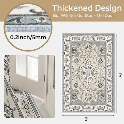 Small Area Rug 2x3ft Entryway Rug Non-Slip Washable Area Rugs Indoor Door Mat, Thick Faux Wool Carpet Kitchen Rugs with Rubber Backing for Bedroom, Kitchen, Room Entry