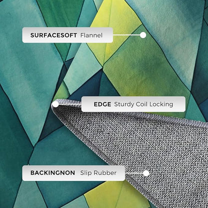 5x8 Geometric Zigzag Rugs for Bedroom Decor, Washable Green Chevron Pattern Area Rug, Living Room Home Decoration, Non Slip Soft Thin, Modern Abstract Geometry Decor Carpet PF-P 49