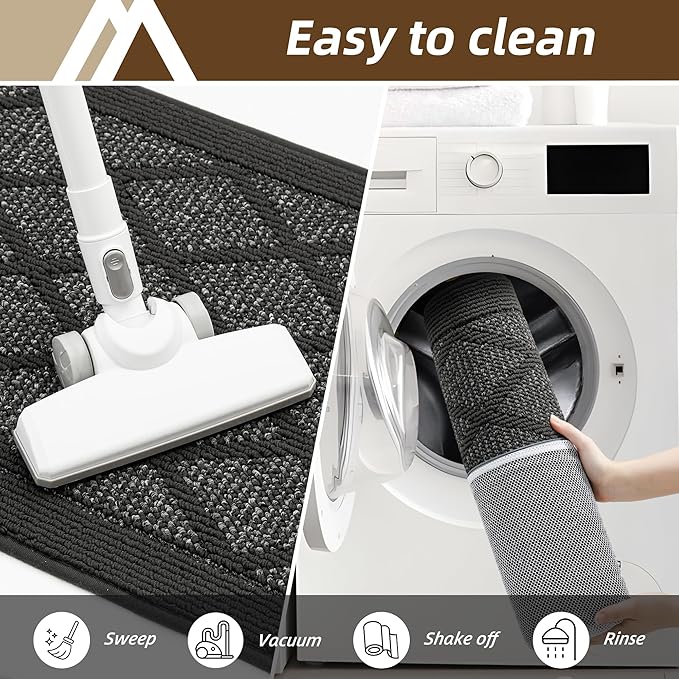 COSY HOMEER Non-Slip Door Mat 24"x36", Entryway Rugs Low Profile Absorbent Dirt Trapper Doormat for Front Entrance, Washable Polypropylene Entry Mat (Dark Grey)