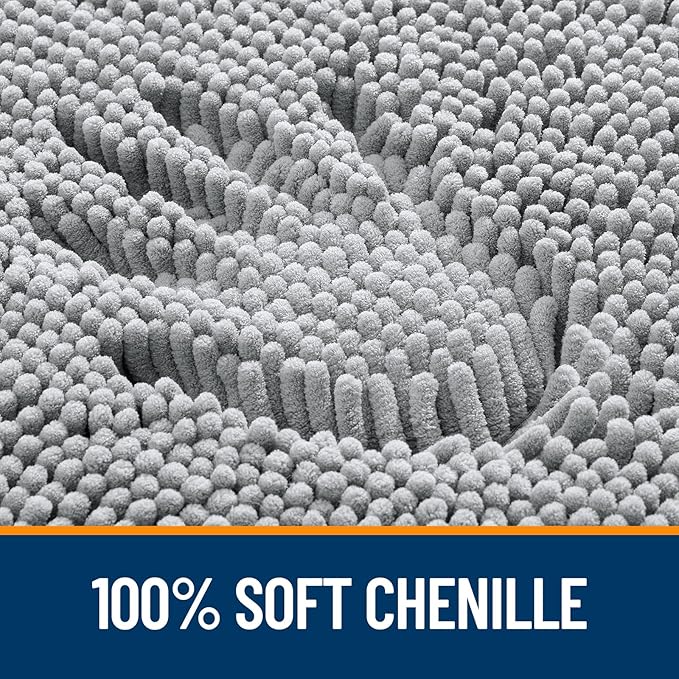 OLANLY Bathroom Rugs 59x20, Extra Soft Absorbent Chenille Bath Rugs, Rubber Backing Quick Dry, Machine Washable Bath Mats for Bathroom Floor, Tub and Shower, Home Decor Accessories, Light Grey