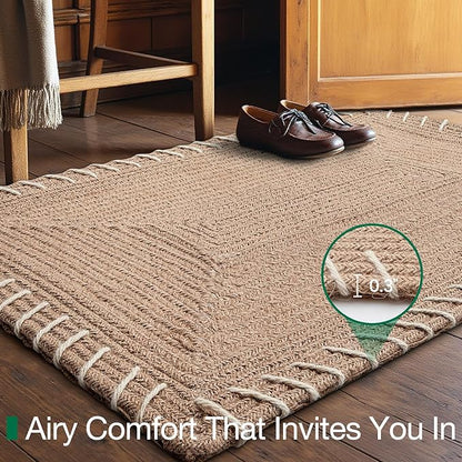LUMI Handwoven Jute Door Mat, Non-Slip Durable Entryway Mat with Anti-Slip Mat for Hard Floor, Front Door Mats for Home Entrance, Patio, 24"x36", Knit Jute