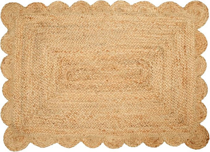 Savi Home Hand Woven Area Rug Braided Jute Scalloped Border, Decor Collection Classic Quality Made for Living Room, Kitchen, 2x3' - Natural
