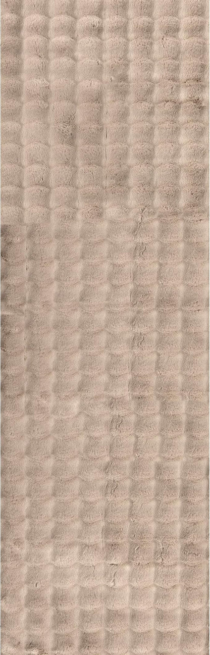 nuLOOM Jeni Taupe, 2'6" x 6', Solid Faux Rabbit, Fluffy and Cozy, High Traffic, Stain Resistant, Easy Clean, Durable Washable Runner for Bedroom, Living Room, Dining, Den, Foyer, Entryway