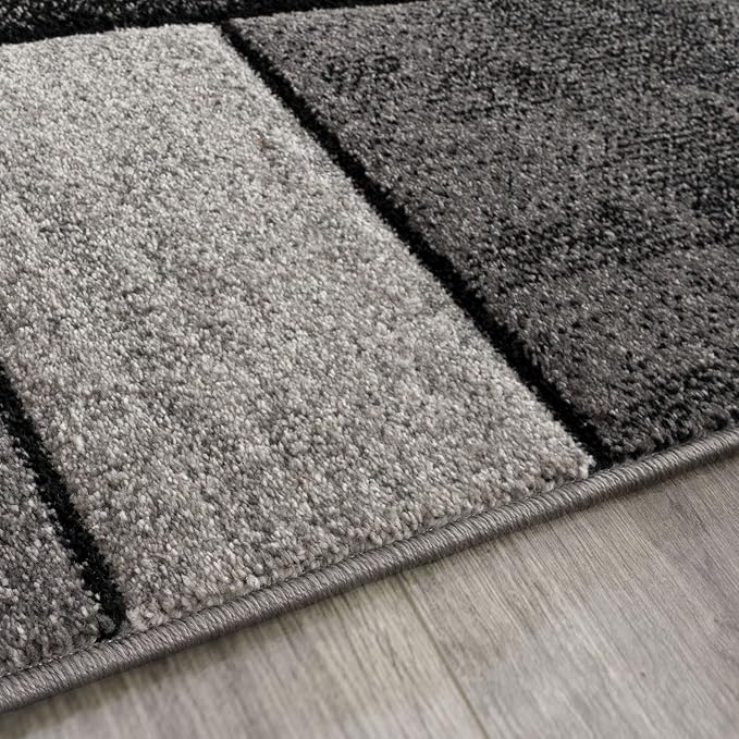 Paco Home Area Rug Modern Geometric Pattern in Grey White, Size: 4' x 5'7"