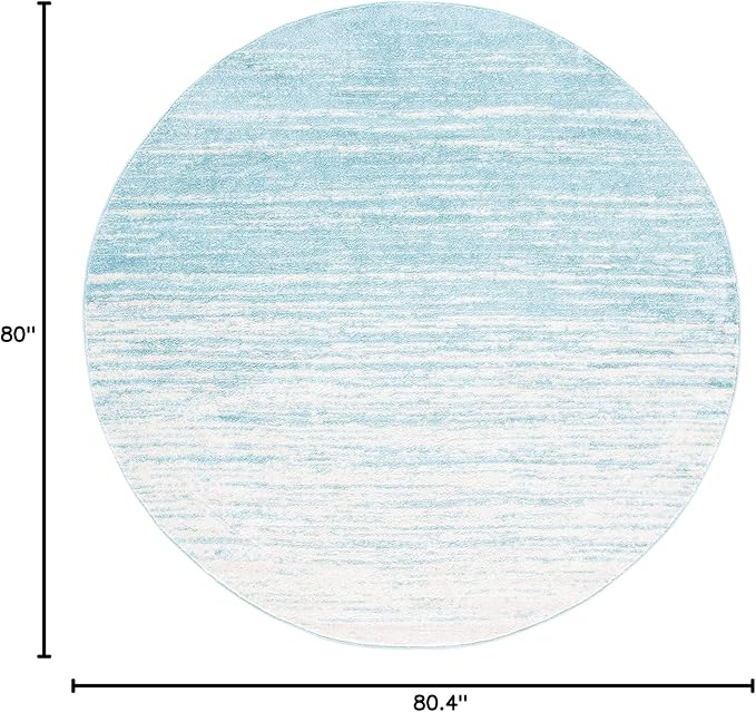 SAFAVIEH Adirondack Collection Area Rug - 6'7" Round, Aqua & Ivory, Modern Ombre Design, Non Shedding & Easy to Clean, Ideal for Living Room, Bedroom, Office, Dining Space (ADR113J)