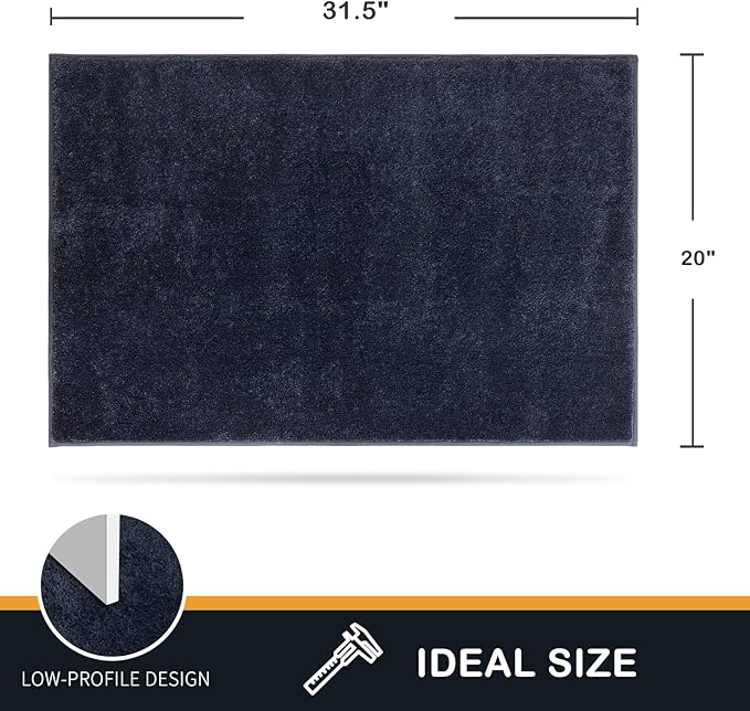 PURRUGS Dirt Trapping Door Mat 20" x 31.5", Non-Slip Machine Washable Entry Rug, Shoe Scraper, Dog Doormat, Super Absorbent Welcome Mat for Front & Back Door, Muddy Shoes & Paws, Navy Blue