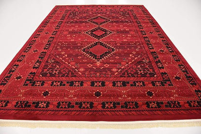 Unique Loom Tekke Collection Area Rug - Sheibani (7' 10" x 11' Rectangle, Red/ Black)