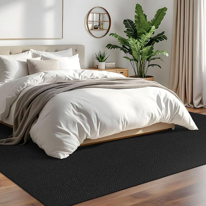 IOHOUZE Washable Area Rug 6x9 Non Slip Rubber Backed Rugs for Living Room, Dining Room Rugs Bedroom Rug, Woven Indoor Floor Carpet for Living Room Nursery Office, Black/Grey