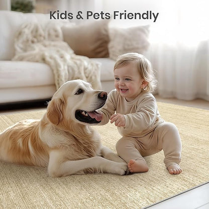 Valenrug Washable Rug 5x7 - Stain Resistant 5x7 Area Rugs for Living Room, Non Slip Backing Printed Rugs for Bedroom, Folable Machine Washable Area Rug (5'x7', Brown)
