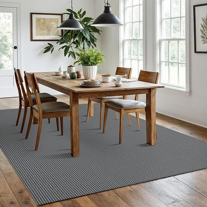 IOHOUZE Washable Area Rug 6x9 Non Slip Rubber Backed Rugs for Living Room, Dining Room Rugs Bedroom Rug, Woven Indoor Floor Carpet for Living Room Nursery Office, Dark Grey