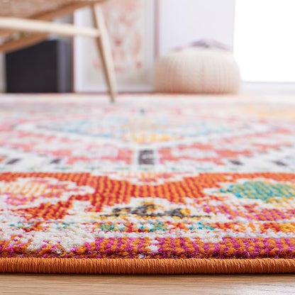 SAFAVIEH Madison Collection Accent Rug - 3' x 5', Rust & Pink, Boho Diamond Distressed Design, Non-Shedding & Easy Care, Ideal for High Traffic Areas in Entryway, Living Room, Bedroom (MAD418Q)
