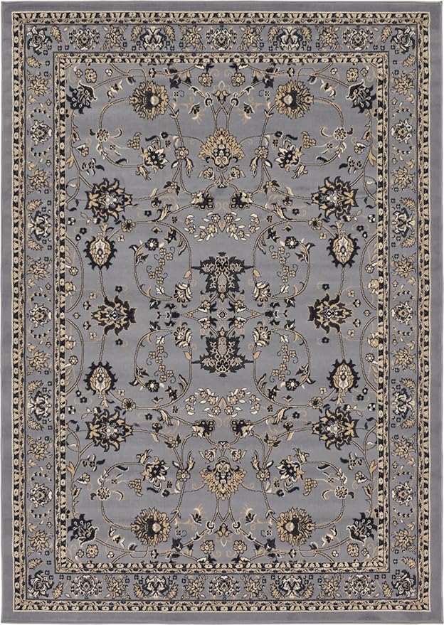 Unique Loom Sialk Hill Collection Area Rug - Washington (7' 1" x 10' Rectangle Gray/Black)
