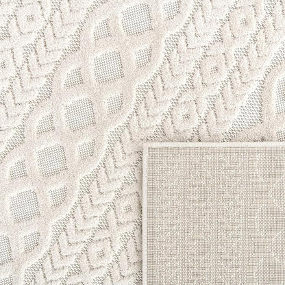 Paco Home Modern Area Rug with Carved Geometric Pattern in Cream Ivory, Size: 2'8" x 4'11"