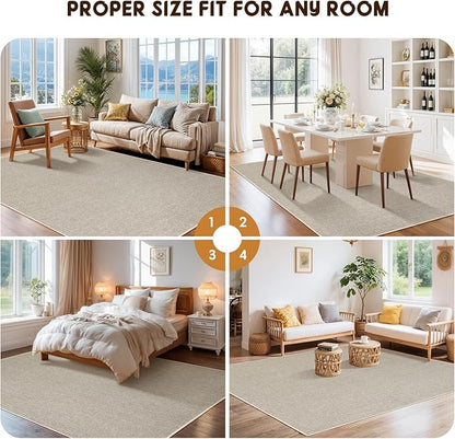 LBRO2M Easy Jute Solid Area Rug 5X7 Washable Rugs for Living Room Bedroom Natural Jute Look Indoor Outdoor Rug Durable, Solid Non Shedding Eco Friendly (5X7 Gray)