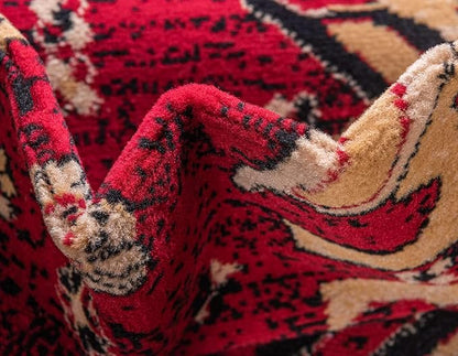 Unique Loom Taftan Collection Border Geometric Tribal Inspired Design Area Rug (2' 2 x 3' 0 Rectangular, Red/ Gold)