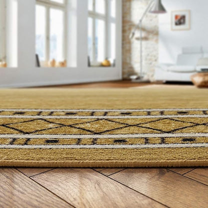 Antep Rugs Alfombras Modern Bordered 3x5 Non-Skid (Non-Slip) Low Profile Pile Rubber Backing Indoor Area Rugs (Brown, 3' x 5')