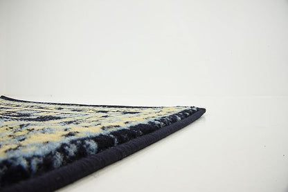 Unique Loom Taftan Collection Border Geometric Tribal Inspired Design Area Rug (2' 7 x 10' 0 Runner, Navy Blue/ Gold)