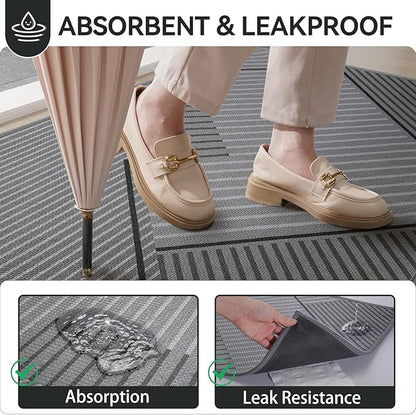Front Door Mat 31''x47'', Non Slip Absorbent Muddy Dirt Resist Washable Low-Profile Indoor Doormat, Welcome Entryway Door Mats, Grey