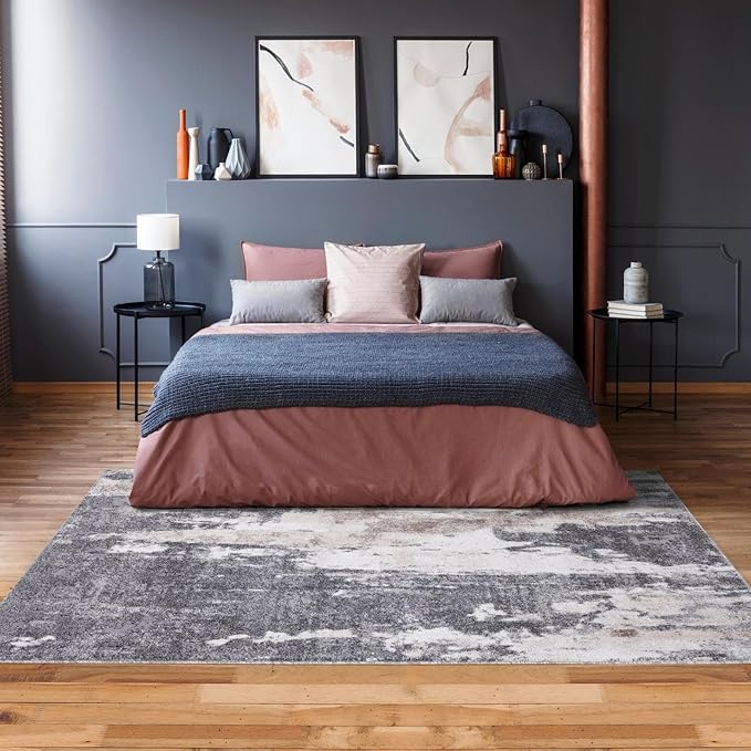 LUXE WEAVERS Euston Collection Gray-Gray 4x5 Modern Abstract Area Rug