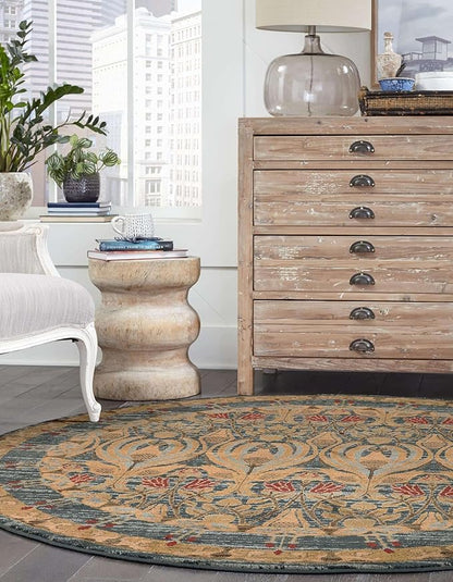 Rugs.com Chelsea Collection Rug – 6' Round Navy Blue Medium Rug Perfect for Kitchens, Dining Rooms