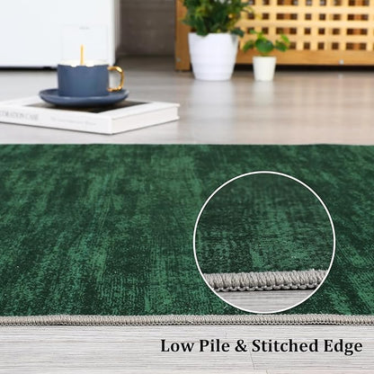 RUGSREAL 5x7 Living Room Area Rugs Modern Solid Color Area Rug Non-Slip Floor Carpet Indoor Washable Dining Room Contemporary Area Rug for Bedroom Kitchen Home Office, Dark Green