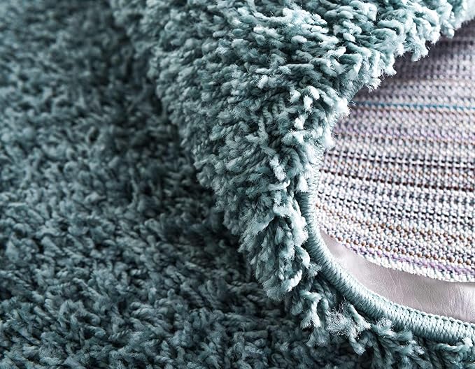 Unique Loom Solid Shag Collection Area Rug (2' 7" x 10' Runner Light Slate Blue)