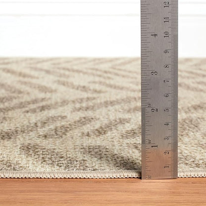 Dash & Albert Rowley Grey Machine Washable Rug, 6 X 9 Feet, Grey Graphic Pattern