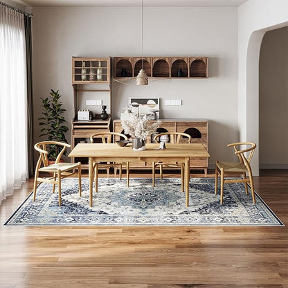 Dripex 9x12 Area Rugs - Stain Resistant Washable Rug Distressed Rugs for Living Room Dining Room Bedroom Anti-Slip Low-Pile and Soft Accent Rug Farmhouse Office Home Decor, Pet & Child Friendly