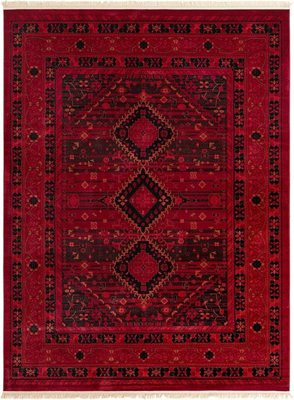 Unique Loom Tekke Collection Area Rug - Sheibani (10' x 13' Rectangle, Red/ Black)