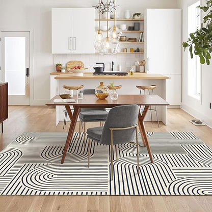 Washable Area Rug 8x10 - Large Indigo Boho Rugs for Living Room Soft Abstract Bedroom Rug Ultra-Thin Modern Rainbow Carpet Dining Room Nursery Room Home Decor