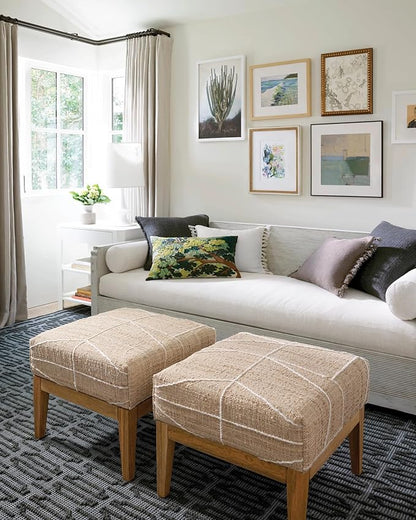 Dash and Albert Campbell Iron Handwoven Wool Rug, 8 X 10 Feet, Neutral/Grey Geometric Pattern - Premium Luxury Hotel Quality Soft Breathable Hypoallergenic Machine Washable Easy Care All Season