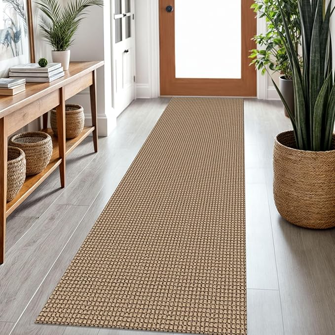 Braided Runner Rug 2x7 Ft Washable Runners for Hallways Non Slip Kitchen Runner Rug Cotton Entryway Runner Indoor, Woven Floor Carpet for Hall Kitchen Bedroom, Orange/Tan/Brown