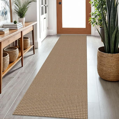 Braided Runner Rug 2x7 Ft Washable Runners for Hallways Non Slip Kitchen Runner Rug Cotton Entryway Runner Indoor, Woven Floor Carpet for Hall Kitchen Bedroom, Orange/Tan/Brown