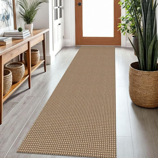 Braided Runner Rug 2x7 Ft Washable Runners for Hallways Non Slip Kitchen Runner Rug Cotton Entryway Runner Indoor, Woven Floor Carpet for Hall Kitchen Bedroom, Orange/Tan/Brown