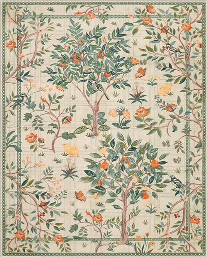 Morebes Washable 8x10 Area Rugs for Living Room, Boho Sage Green Rugs for Bedroom Non Slip, Soft Floral Indoor Floor Carpet for Dining Room Home Office Kids Playroom Foyer Nursery