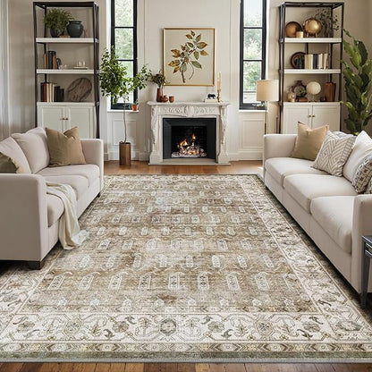 LUMI 8x10 Washable Area Rug for Living Room, Ultra Soft Traditional Vintage Rugs Non Slip with Rubber Backing, Low Profile, High Traffic, Stain Resistant Carpets, Ideal for Bedroom, Dining Room