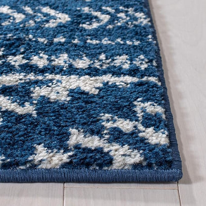 SAFAVIEH Tulum Collection Accent Rug - 2' x 5', Navy & Ivory, Moroccan Boho Tribal Design, Non-Shedding & Easy to Clean, Ideal for Front Door, Kitchen, Entryway, Foyer (TUL272N)