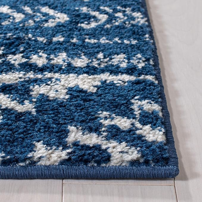 SAFAVIEH Tulum Collection Runner Rug - 2' x 17', Navy & Ivory, Moroccan Boho Tribal Design, Non-Shedding & Easy to Clean, Ideal for Living Room, Hallway, Foyer, Bedroom (TUL272N)