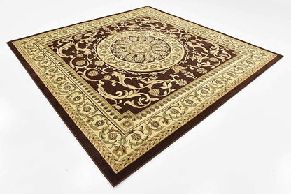 Unique Loom Versailles Collection Traditional Classic Medallion Floral Motif Area Rug (8' 0 x 8' 0 Square, Brown/ Ivory)