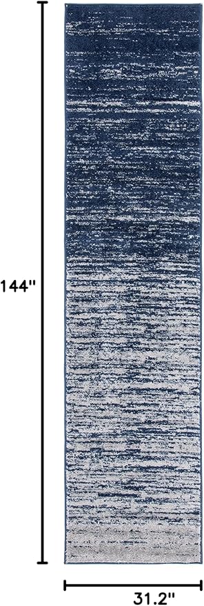 SAFAVIEH Adirondack Collection Runner Rug - 2'6" x 12', Navy & Grey, Modern Ombre Design, Non Shedding & Easy to Clean, Ideal for Hallway, Foyer, Kitchen, Entryway, Bedroom (ADR113E)