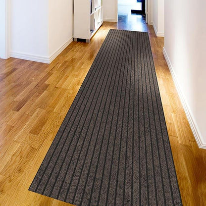 Ottomanson 2'7" x 17' Hallway Runner with Scraper Pile - Extra Durable Non-Slip Rug Mat for Indoor & Outdoor Use - Ideal for Kitchen, Entryway & Garage - High-Traffic Carpet, Brown