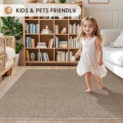 LBRO2M Easy Jute Area Rug 2X7 Washable Rugs for Living Room Bedroom Natural Jute Carpet Durable, Solid Non Shedding Eco Friendly (2X7 Natural)