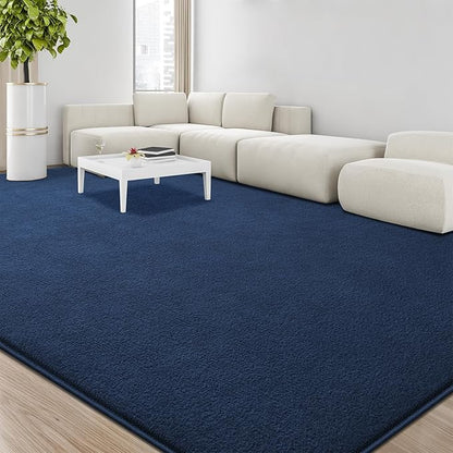 Large Area Rugs for Living Room Bedroom, 5x8 Feet Navy Blue Rug, Minimalist Modern Shag Rug, Soft Thick Memory Foam Indoor Carpet, Non-Slip Washable Rug for Boys Girls Dorm Nursery Room Home Decor