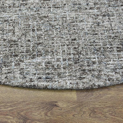 Hand Tufted Wool ECO-Friendly Area Rugs - 8'x8', Round Shape, Dark Brown & Beige, Solid Plain Design, High Pile Thick Handmade Area Rugs for Living Room, Bed Room (KWC111)
