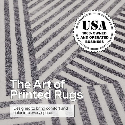 ReaLife Rugs Machine Washable Area Rug Runner - Living Room Bedroom Bathroom Kitchen Entryway Office - Padded Low Pile Stain Resistant Premium - Modern Geometric Contemporary - Miles - Gray 2'6" x 6'