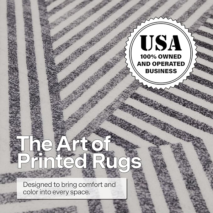 ReaLife Rugs Machine Washable Area Rug Runner - Living Room Bedroom Bathroom Kitchen Entryway Office - Padded Low Pile Stain Resistant Premium - Modern Geometric Contemporary - Miles - Gray 2'6" x 8'